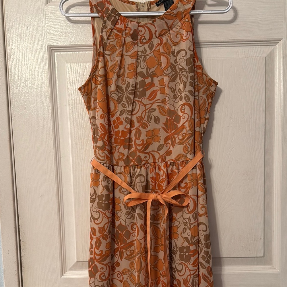 Orange Tan Sleeveless Halter Sundress